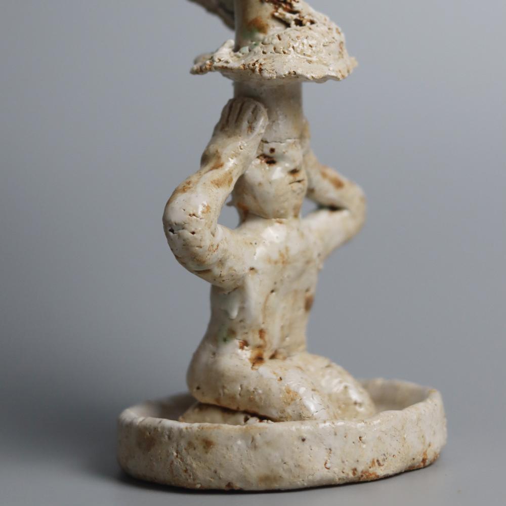 Hand-Crafted Burden and Flame  Hand-Built High-Fired Ceramic Candle Holder by Darren Dai For Sale