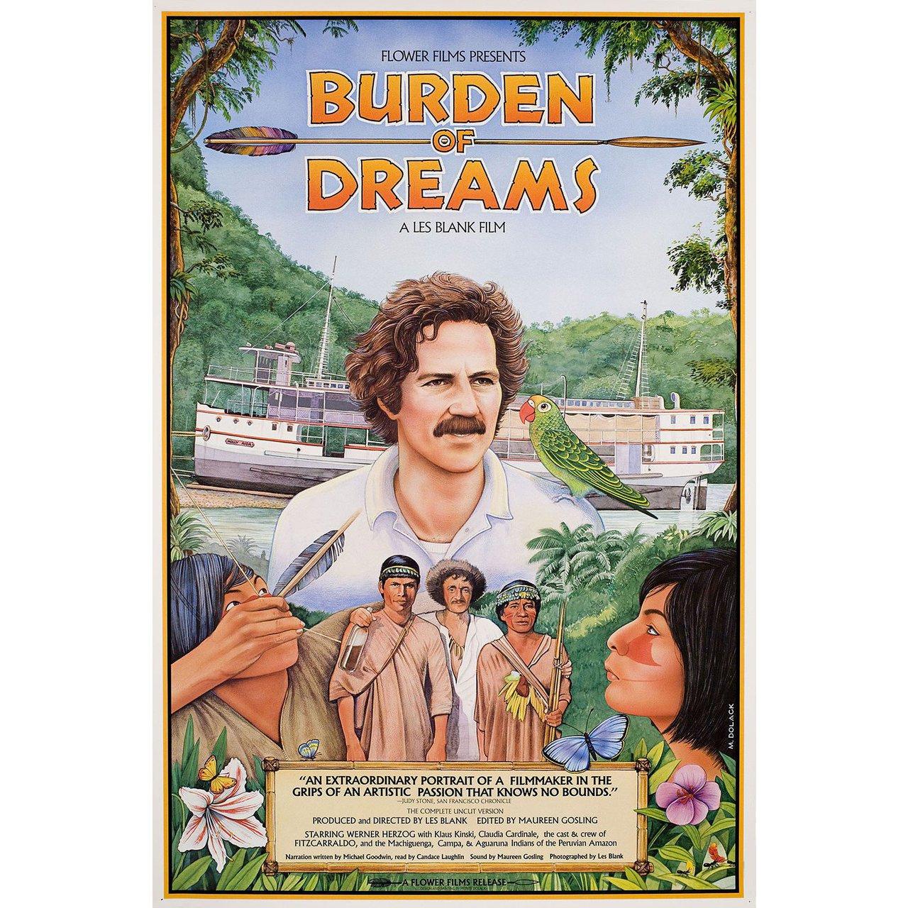 Originales US-Plakat von Monte Dolack aus dem Jahr 1982 für den Dokumentarfilm 'Burden of Dreams' unter der Regie von Les Blank mit Werner Herzog / Klaus Kinski / Claudia Cardinale / Jason Robards. Guter Zustand, gerollt. Bitte beachten Sie: Die