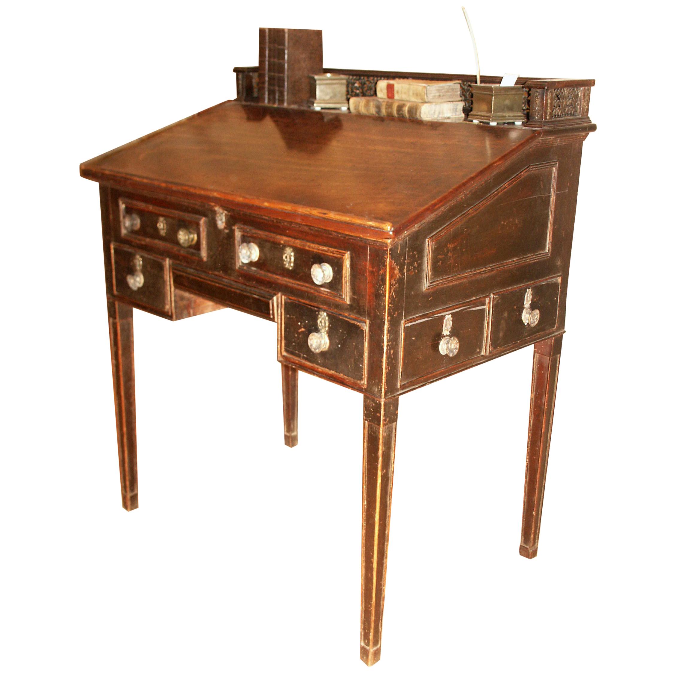 Bureau, 19th Century, English, Regency, Mahogany, Secret Drawers, Gallery For Sale