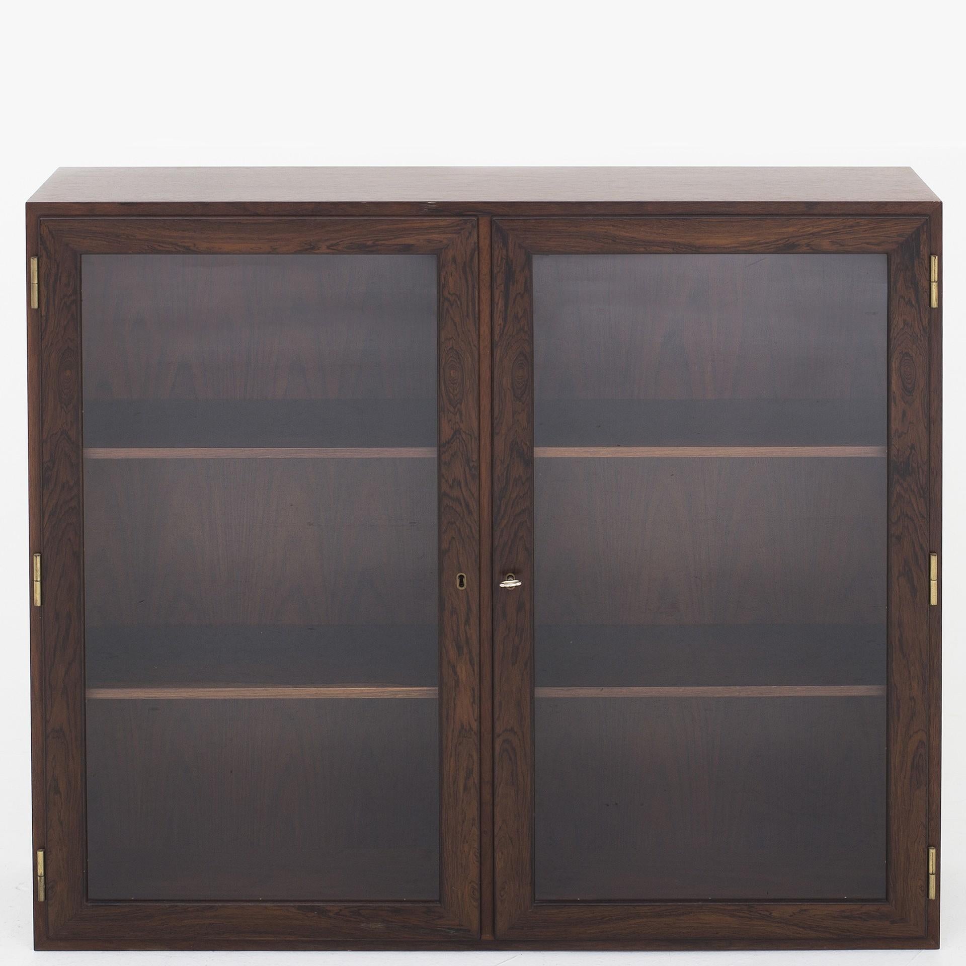 Bureau and display cabinet in rosewood. Maker P. Jeppesen.