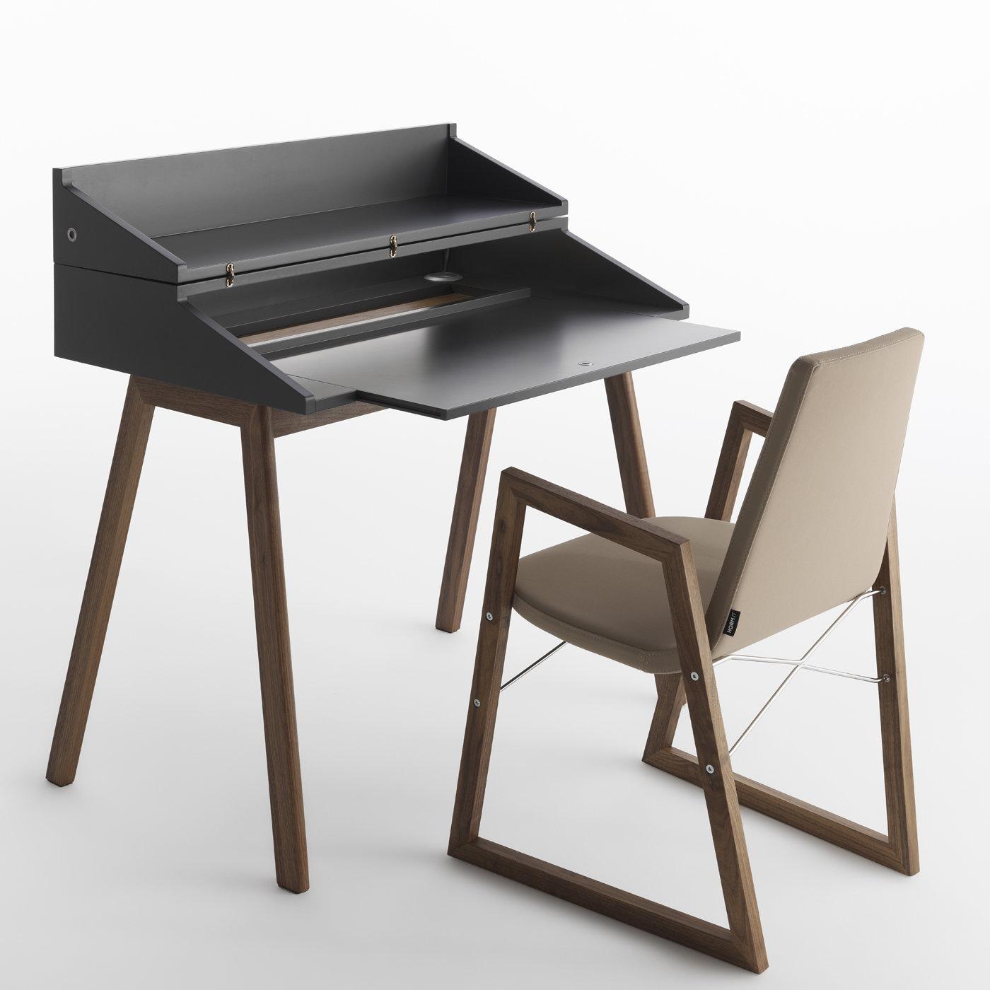 Italian Bureau Black Writing Desk by Esa Vesmanen For Sale