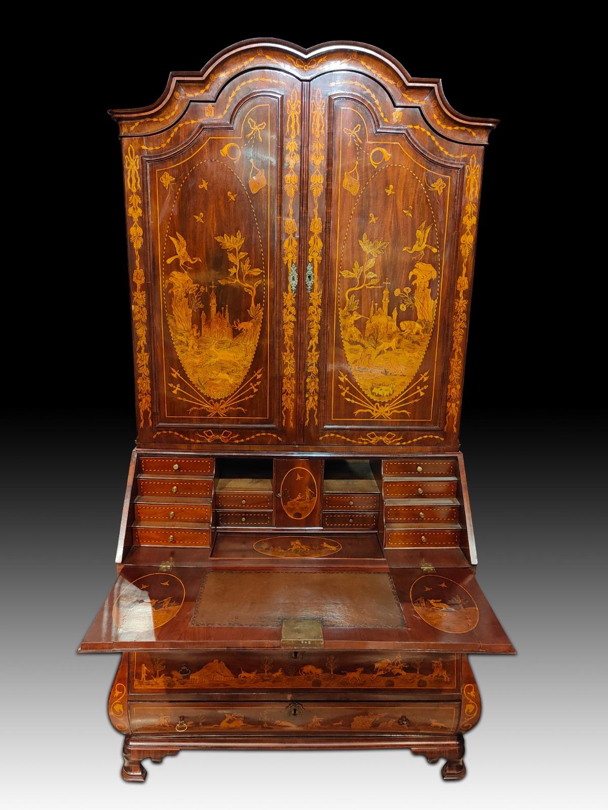 Wood Bureau Bookcase C 1720 Flemish Bookcase 18th Century For Sale