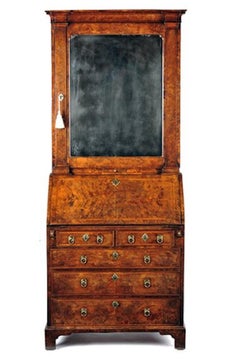 George I Burr walnut Bureau Bookcase