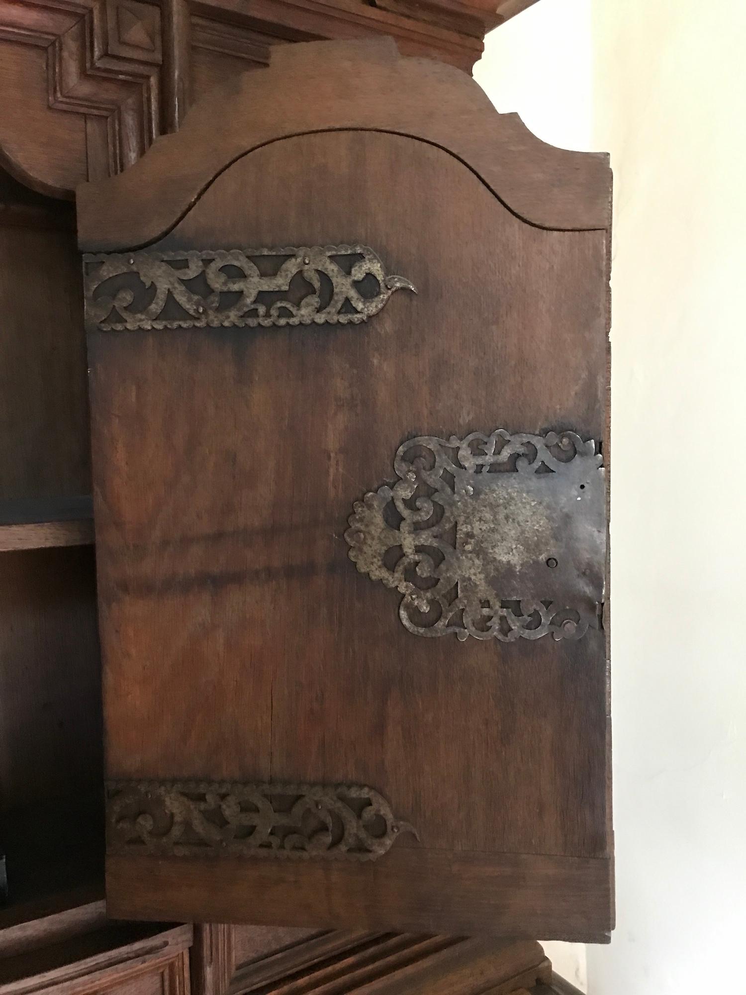Rococo Bureau Bookcase Oak German Serpentine Front Original Brassware Working Locks For Sale