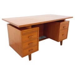 Bureau de direction double-face style scandinave vintage en teck des années 60