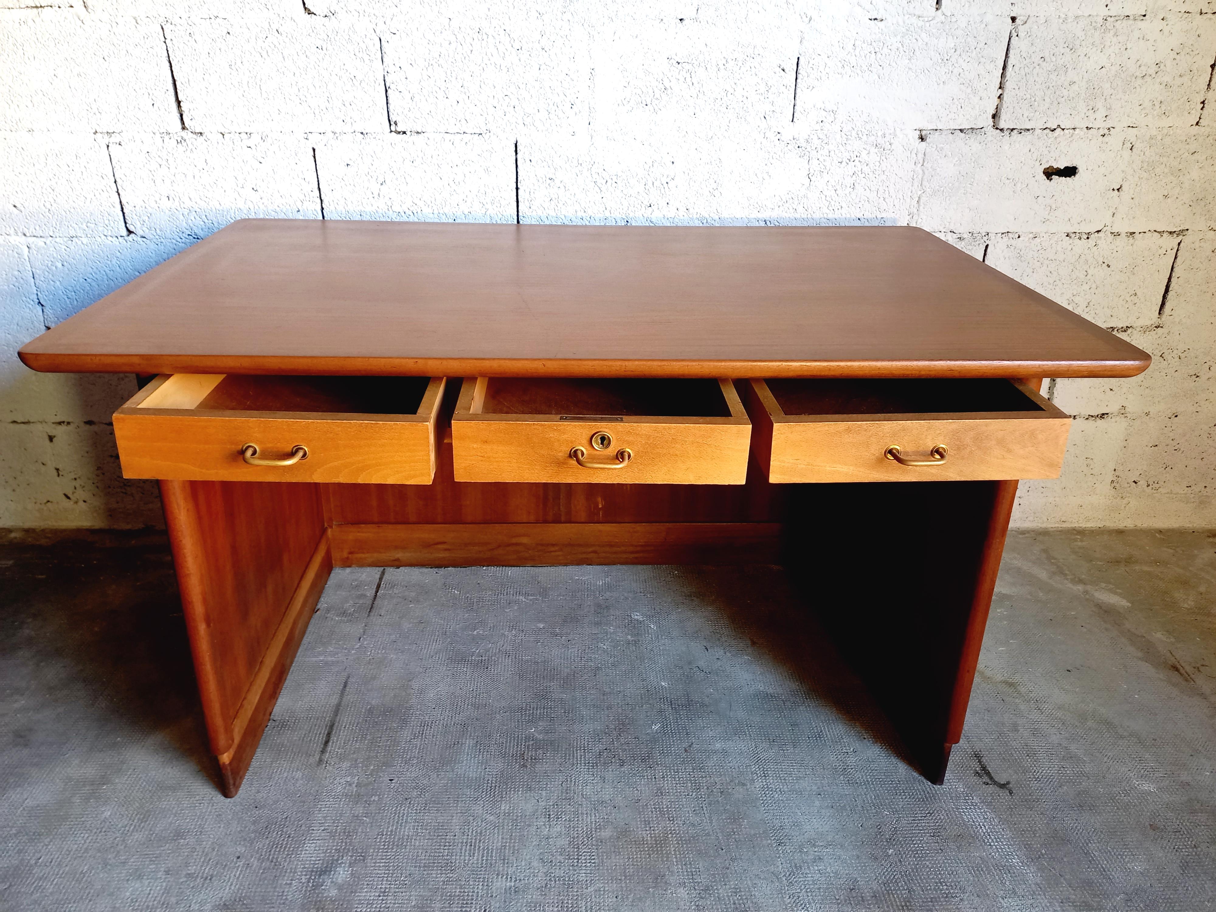 Francese Ufficio di direzione vintage in bois e teck anni 50 60 in vendita