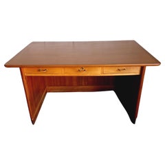 Bureau de direction vintage en bois et teck années 50 60