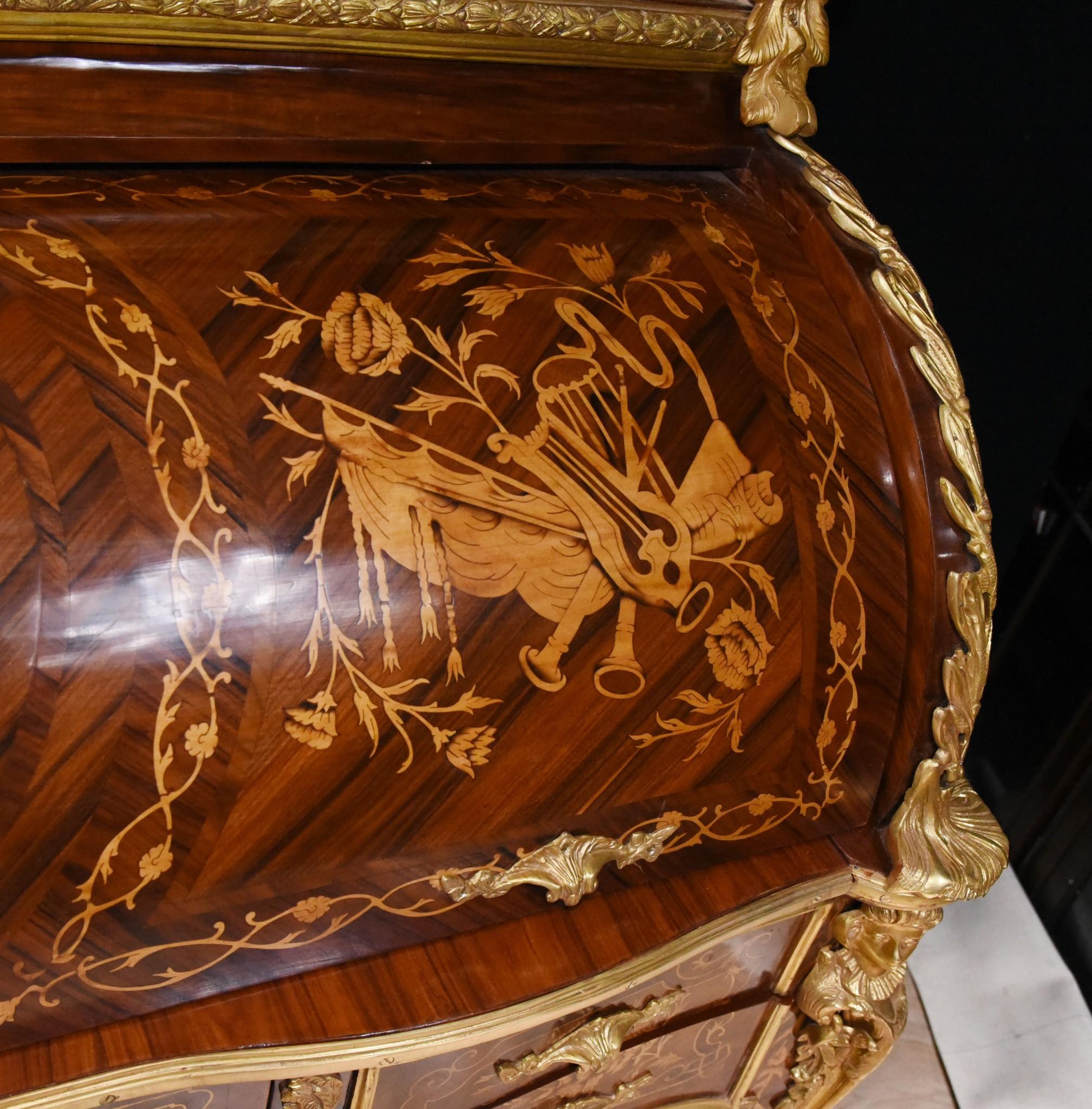 Bureau De Roi, French Roll Top Desk Louis XV Monumental For Sale 5