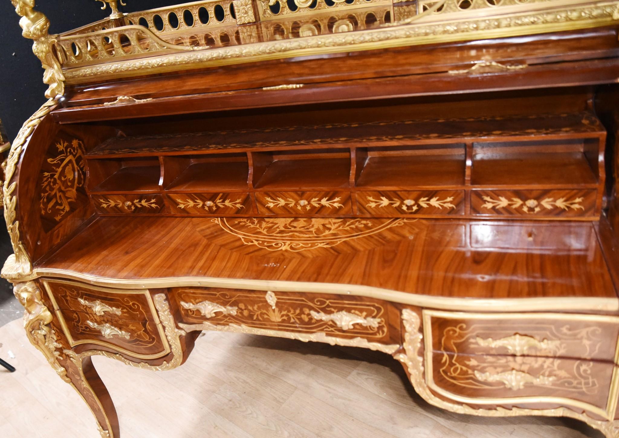 Bureau De Roi, French Roll Top Desk Louis XV Monumental For Sale 10