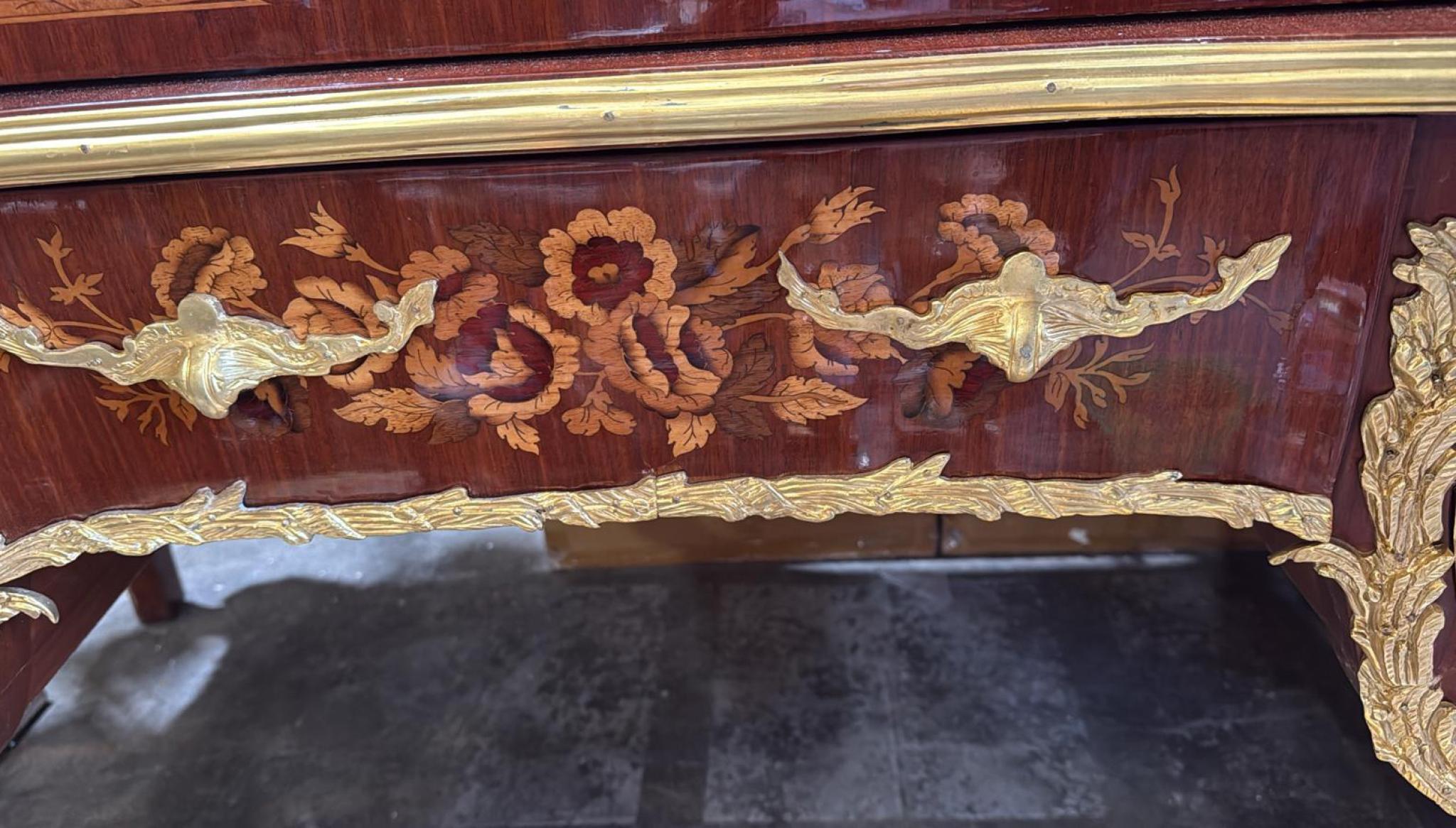 Late 20th Century Bureau De Roi - French Roll Top Desk Louis XV Monumental For Sale
