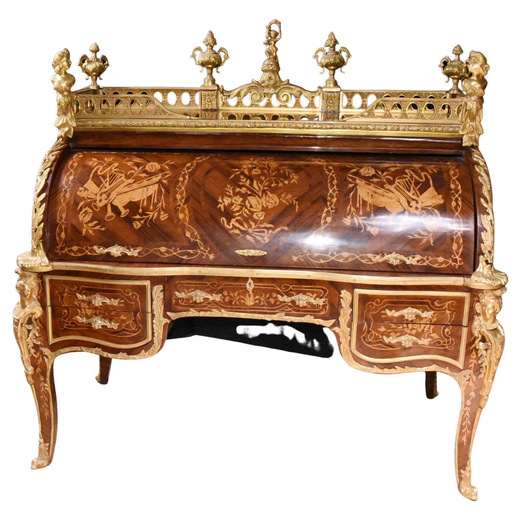 Bureau De Roi, Französischer Roll-Top-Schreibtisch Louis XV. Monumental