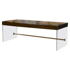 Bureau design en mélaminé, verre et chrome 1980's