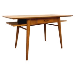 Bureau double-face vintage style Guillerme et Chambron en bois de chêne