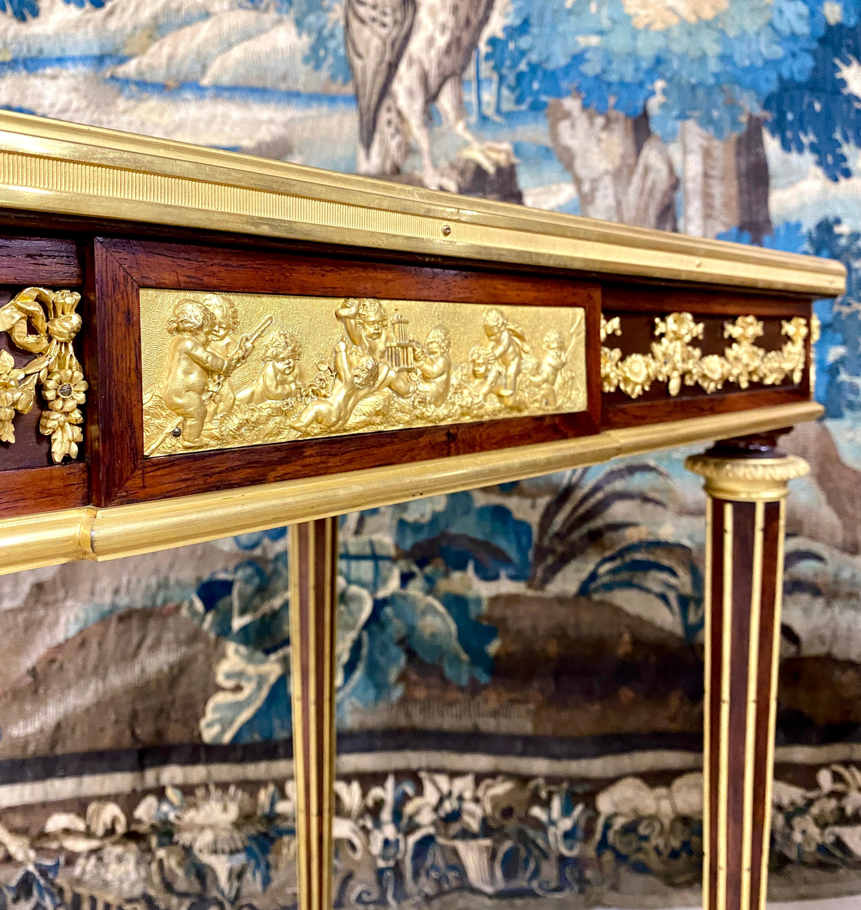 Small Desk In Marquetry And Gilt Bronze After A Model By Riesener, Napoleon II 3