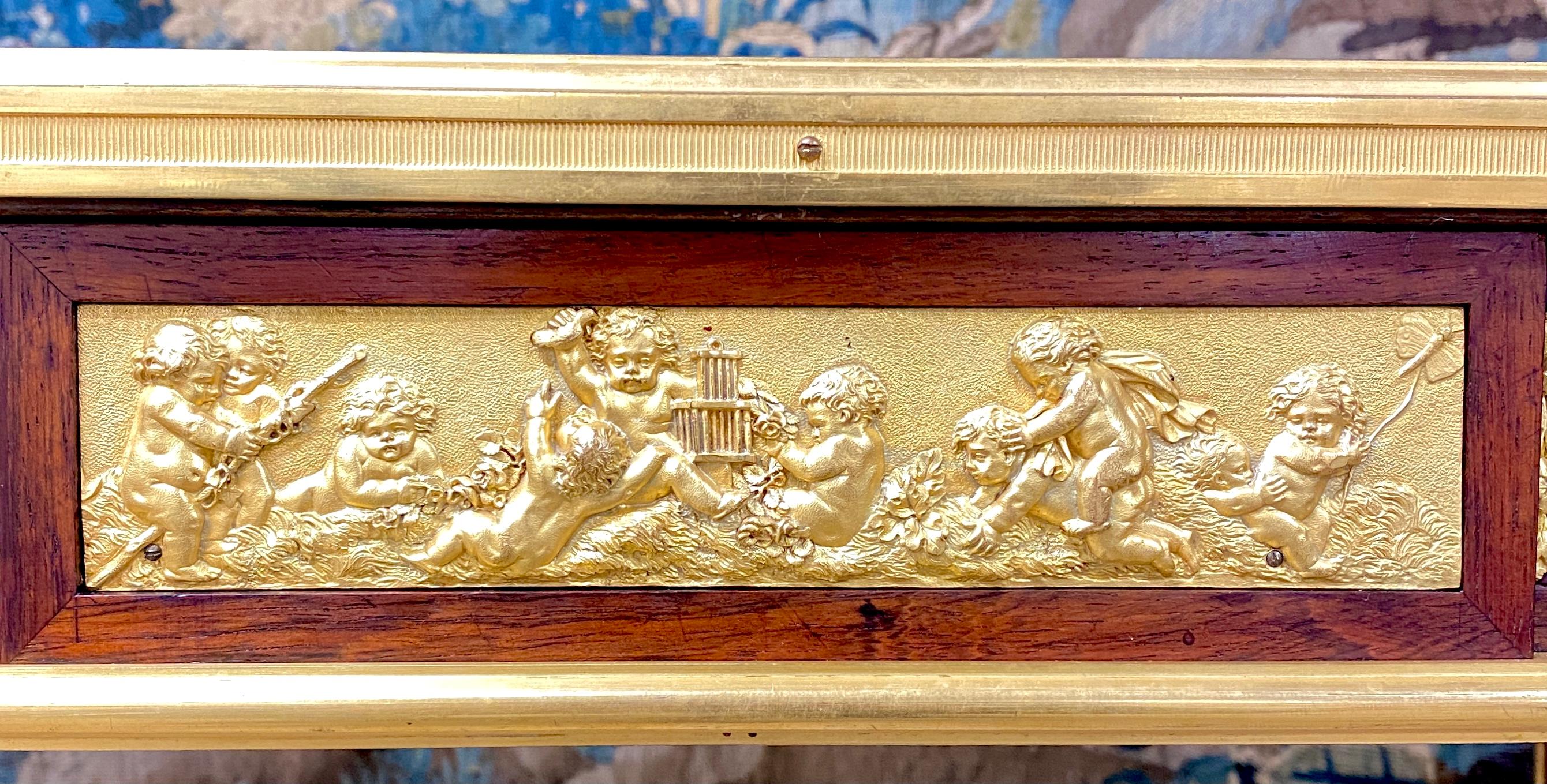 Small Desk In Marquetry And Gilt Bronze After A Model By Riesener, Napoleon II 4