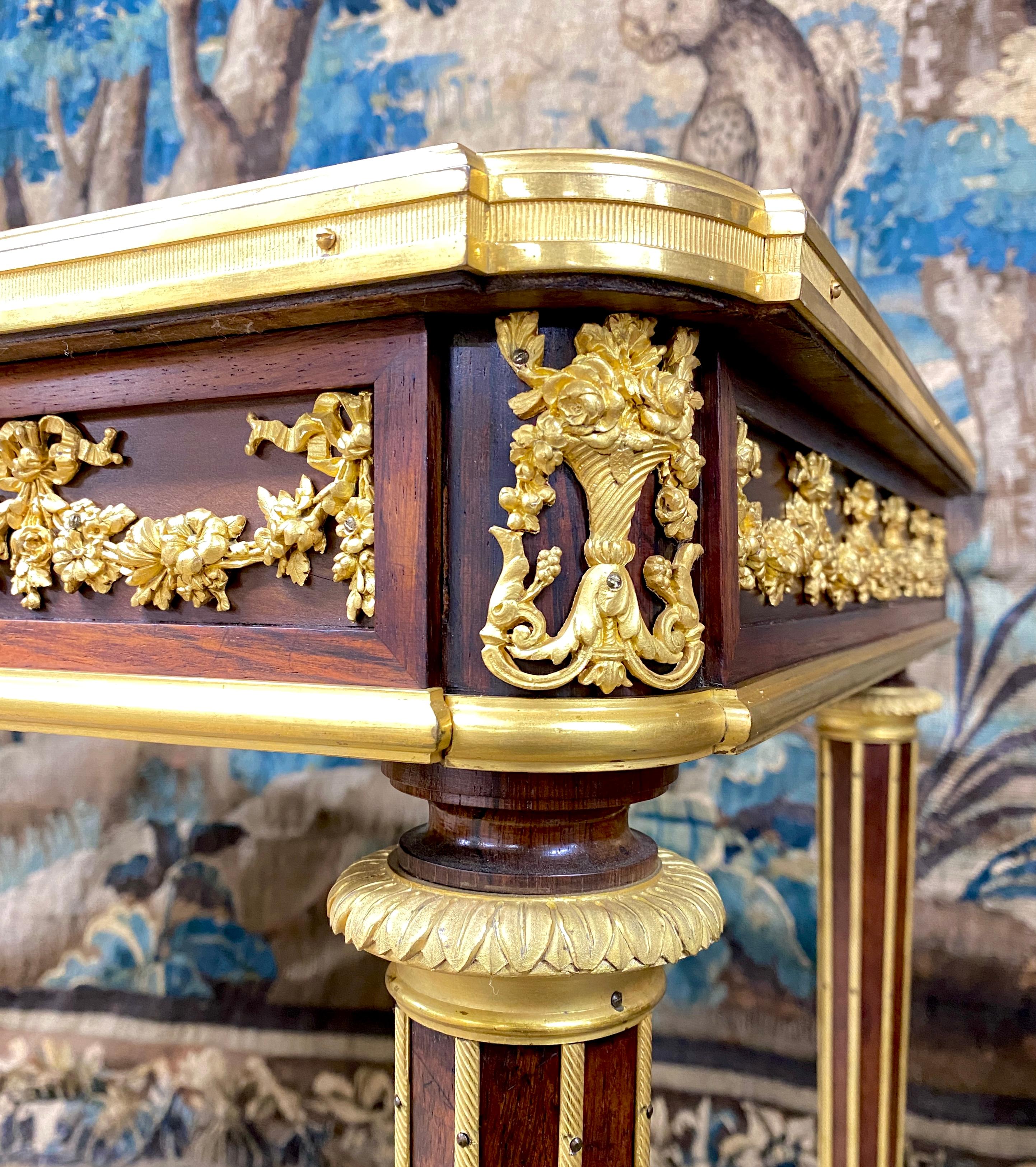 Small Desk In Marquetry And Gilt Bronze After A Model By Riesener, Napoleon II 5