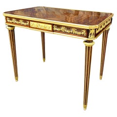 Small Desk In Marquetry And Gilt Bronze After A Model By Riesener, Napoleon II