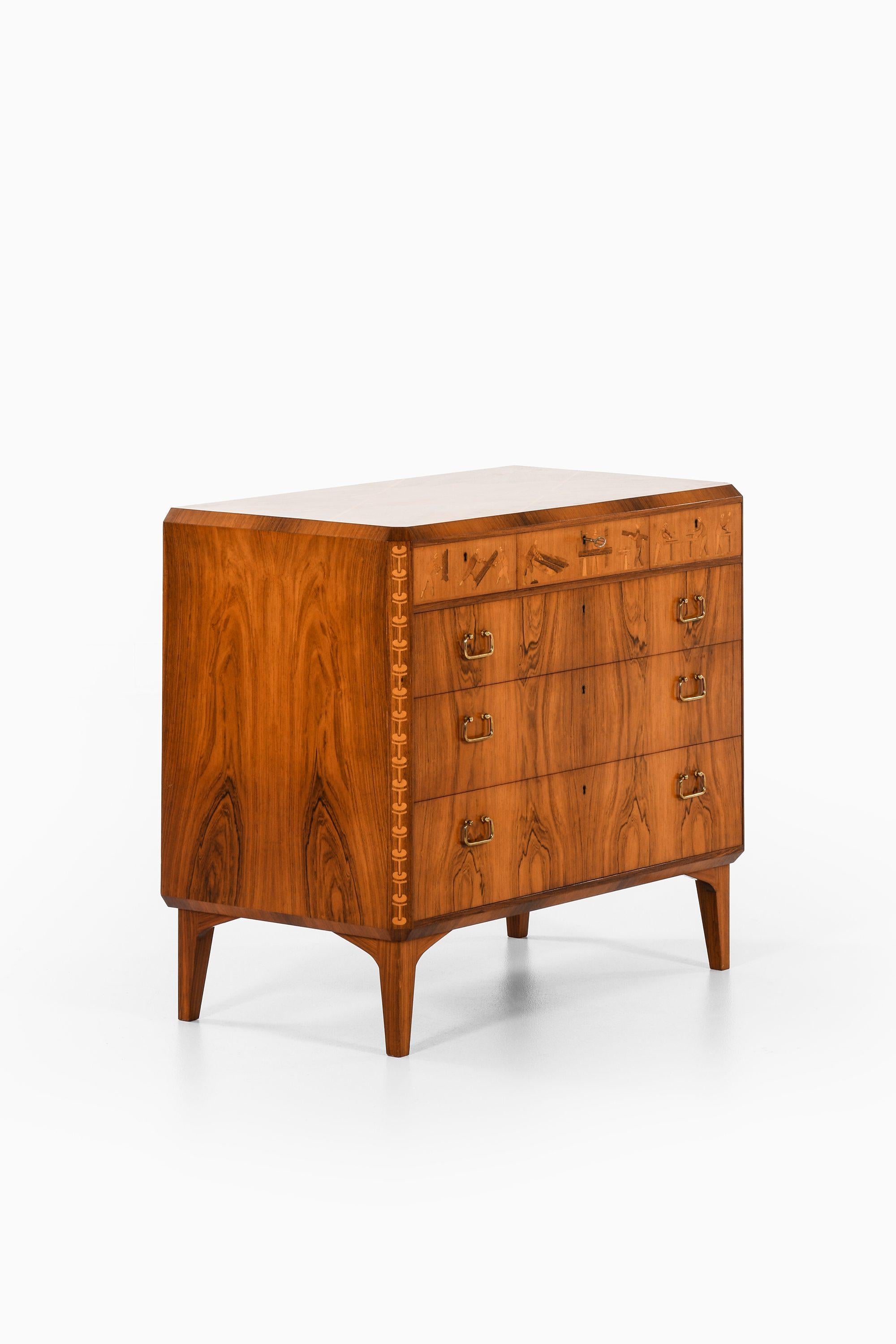 Buró de palisandro y latón de Tage Lindgren, 1954 Moderno de mediados de siglo en venta