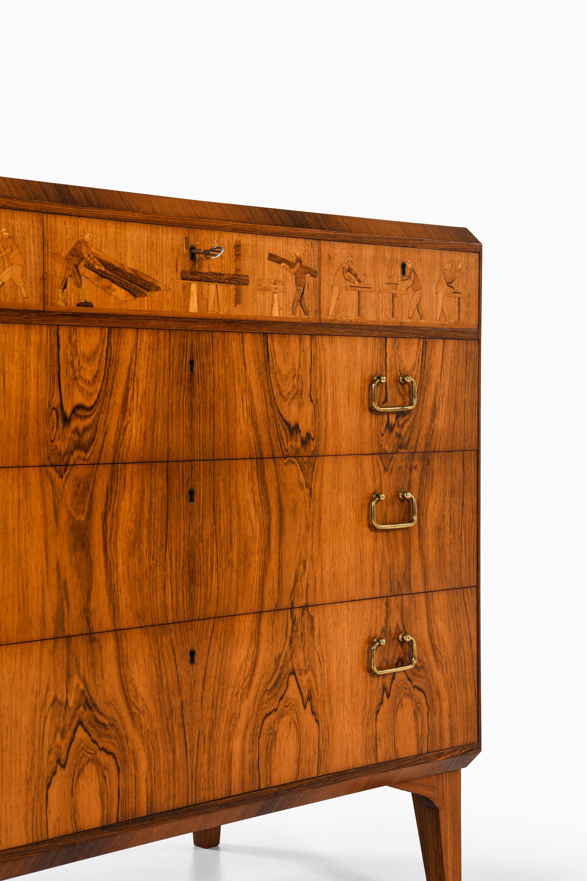 Buró de palisandro y latón de Tage Lindgren, 1954 Palo de rosa en venta