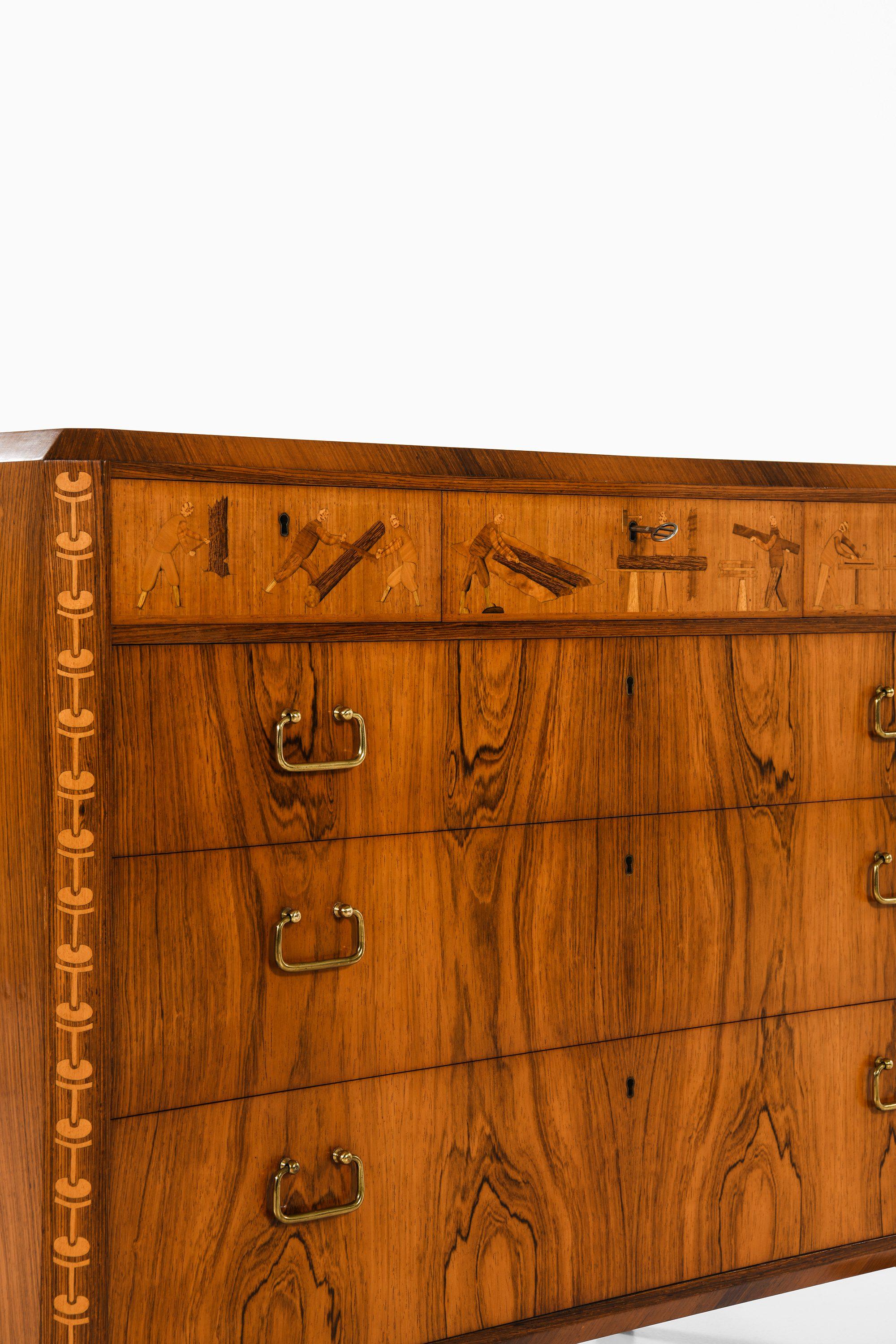 Buró de palisandro y latón de Tage Lindgren, 1954 en venta 1