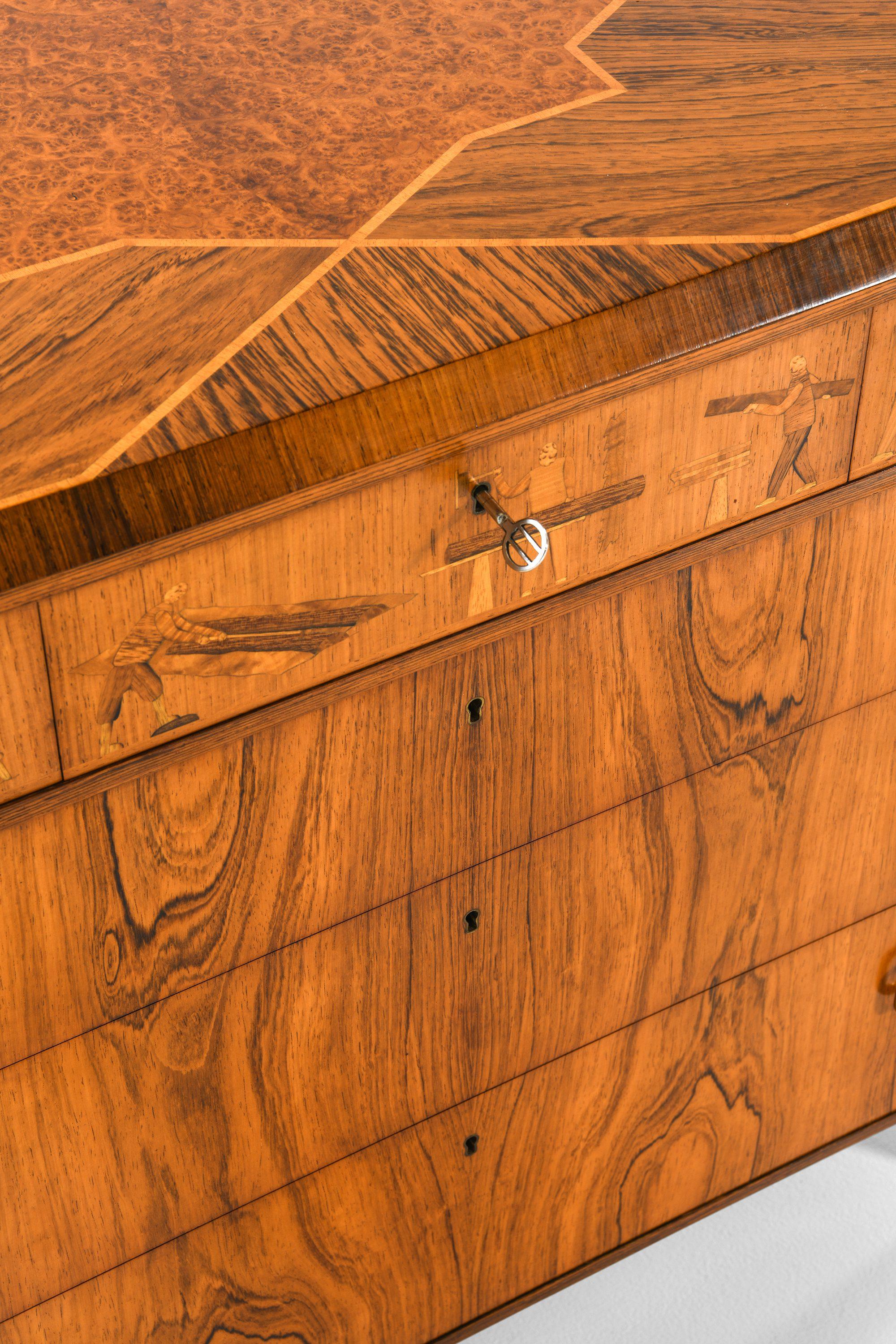 Buró de palisandro y latón de Tage Lindgren, 1954 en venta 2