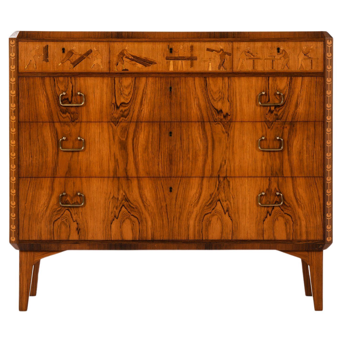 Ufficio di presidenza in palissandro e ottone di Tage Lindgren, 1954