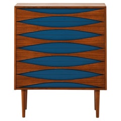 Bureau in Teak and Blue Lacquered by Arne Vodder, 1950's