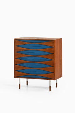 Büro aus Teakholz, Stahl und blau lackiert von Arne Vodder, 1950er Jahre