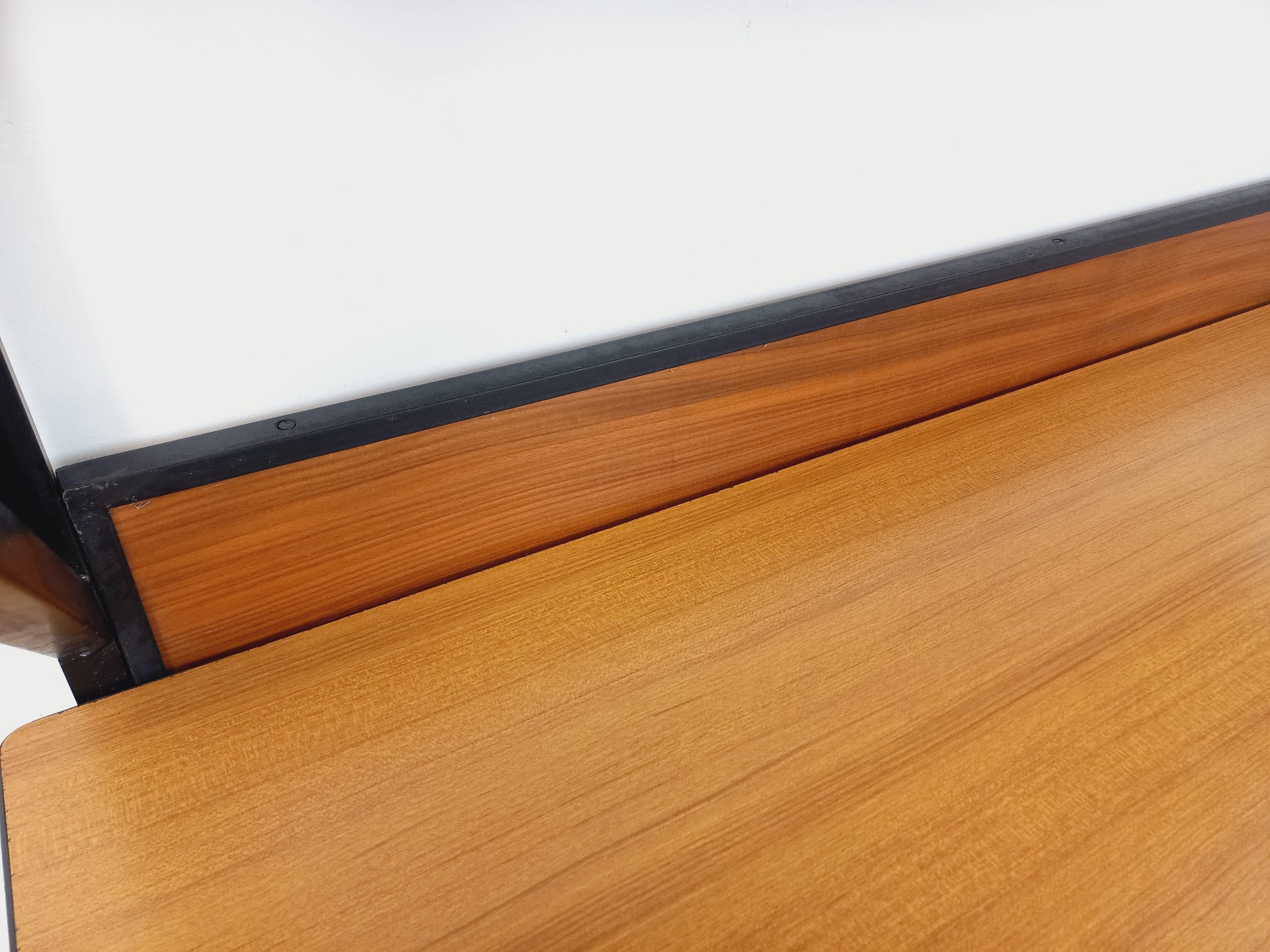 Métal Bureau italien moderniste avec bibliothèque étagère string modulable teck métal en vente