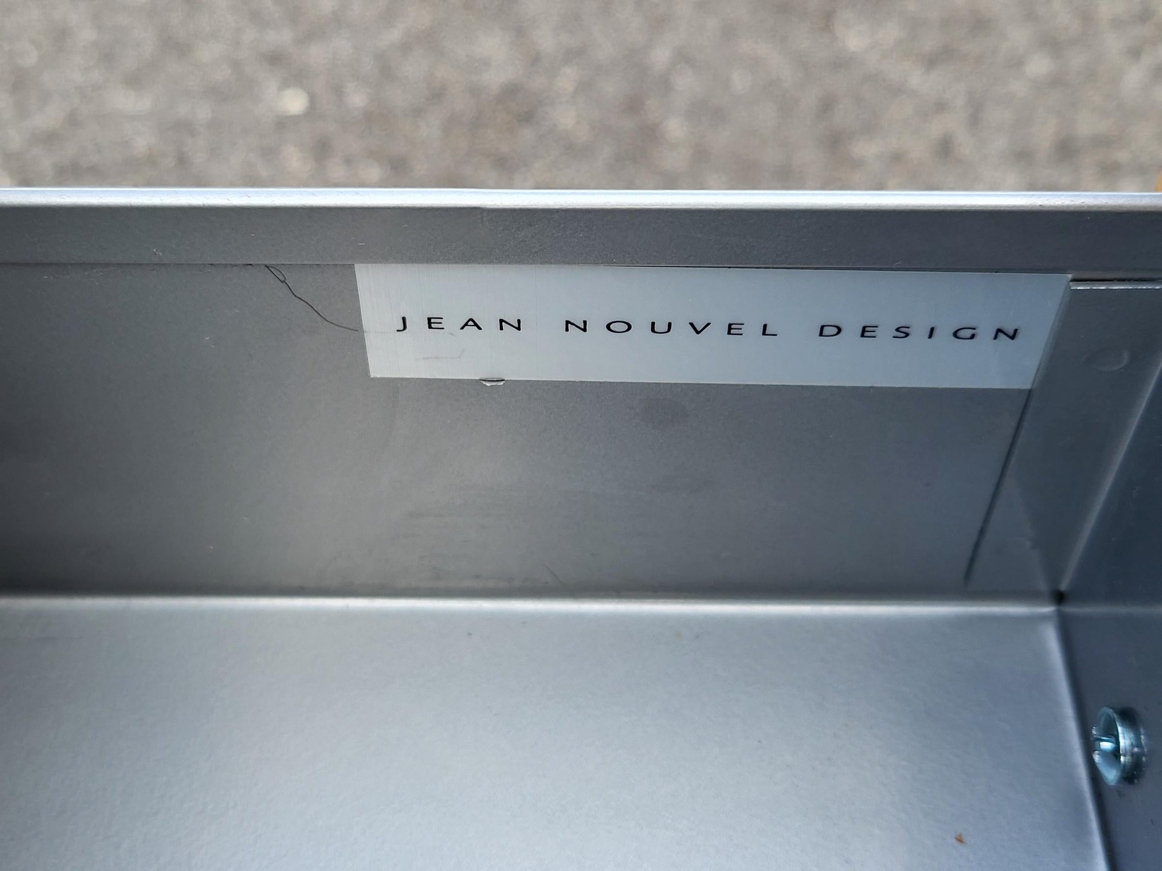 Beech Bureau Jean Nouvel Edition Ligne Roset plateau bois pieds aluminium 1980 Design For Sale