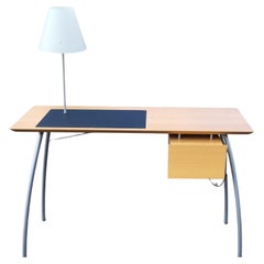 Bureau Jean Nouvel Edition Ligne Roset plateau bois pieds aluminium 1980 Design