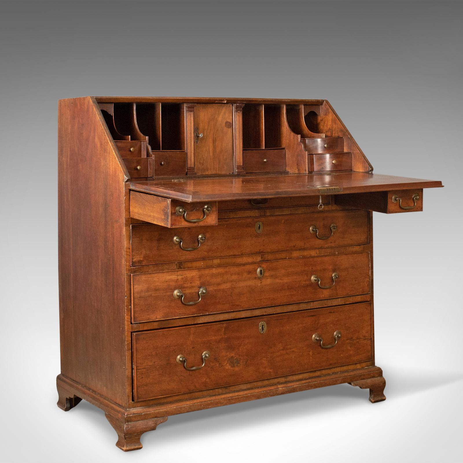 Bureau, Mahogany, English, Georgian, Desk, Secret Compartments, circa 1780 In Good Condition In Hele, Devon, GB