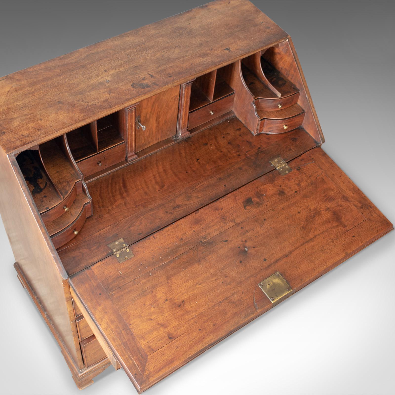 Bureau, Mahogany, English, Georgian, Desk, Secret Compartments, circa 1780 2