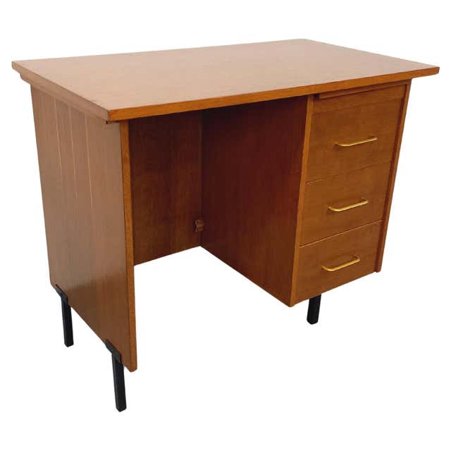 GRAND BUREAU DIRECTION vintage 1960's bois massif exotique, métal et GRAND BUREAU DIRECTION vintage 1960's bois massif exotique, métal et