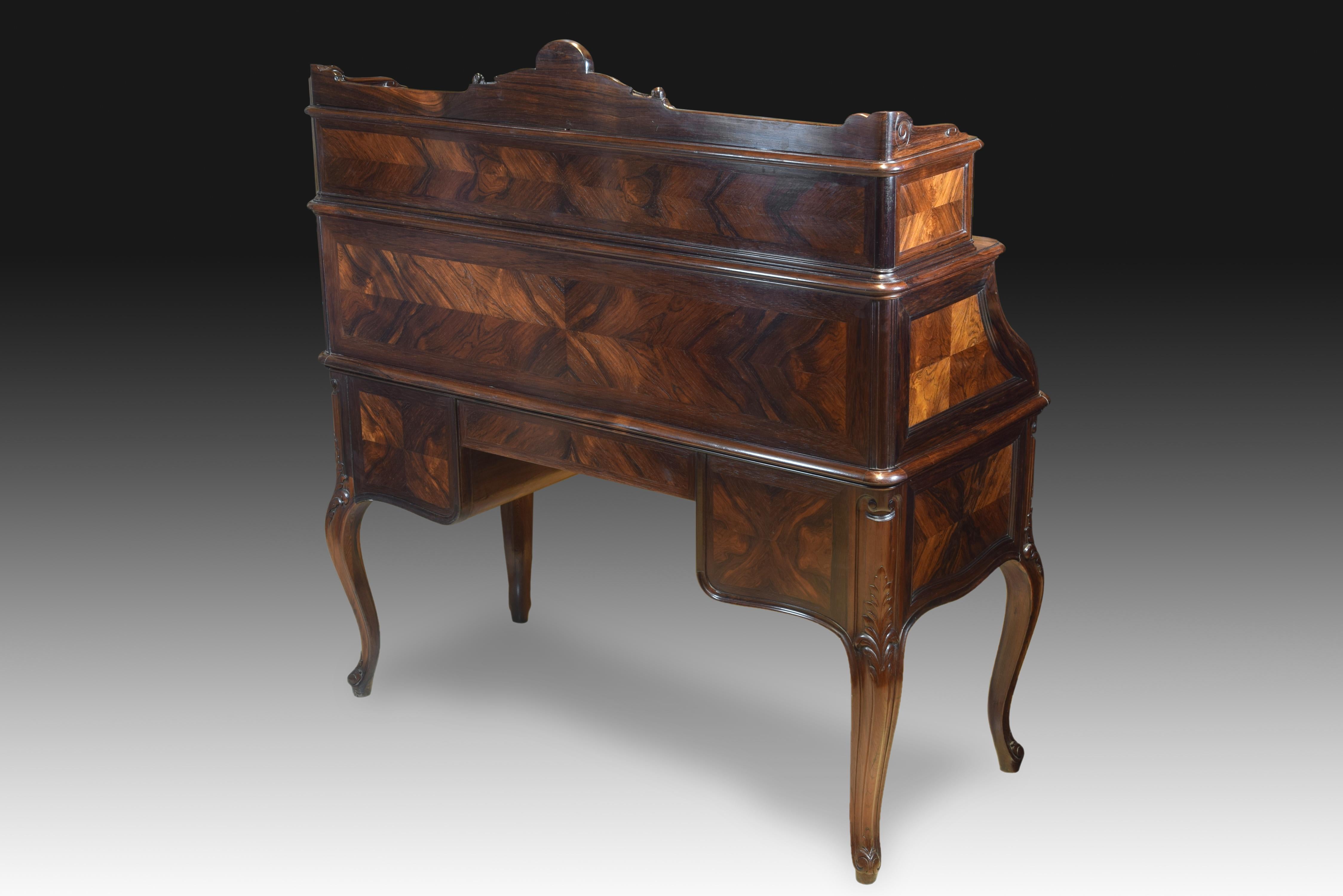 Neoclassical Bureau or Desk, Rosewood, Wood, Metal, Jeanselme Fils Godin et Cie, 19th Century For Sale