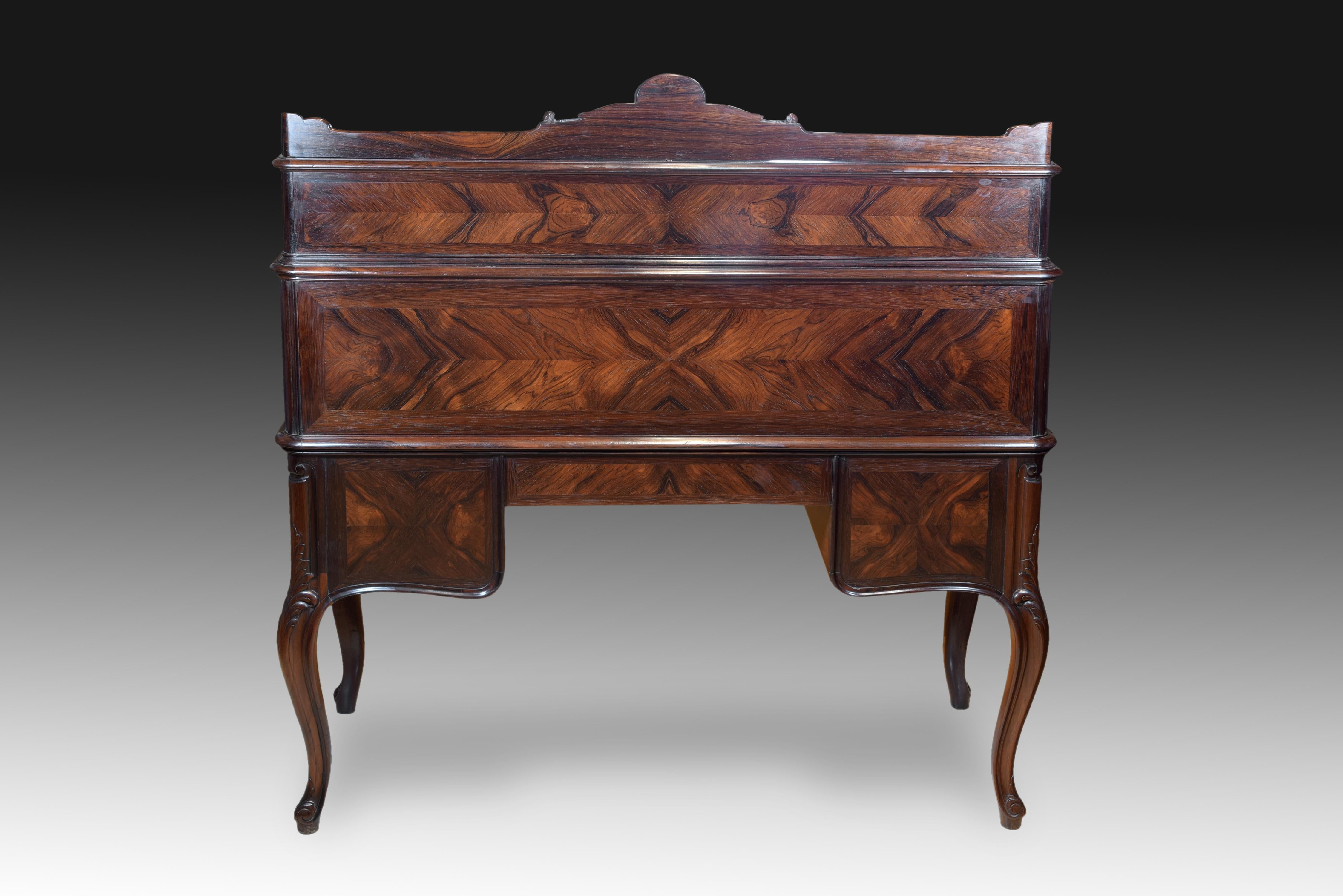 Bureau or Desk, Rosewood, Wood, Metal, Jeanselme Fils Godin et Cie, 19th Century For Sale 4