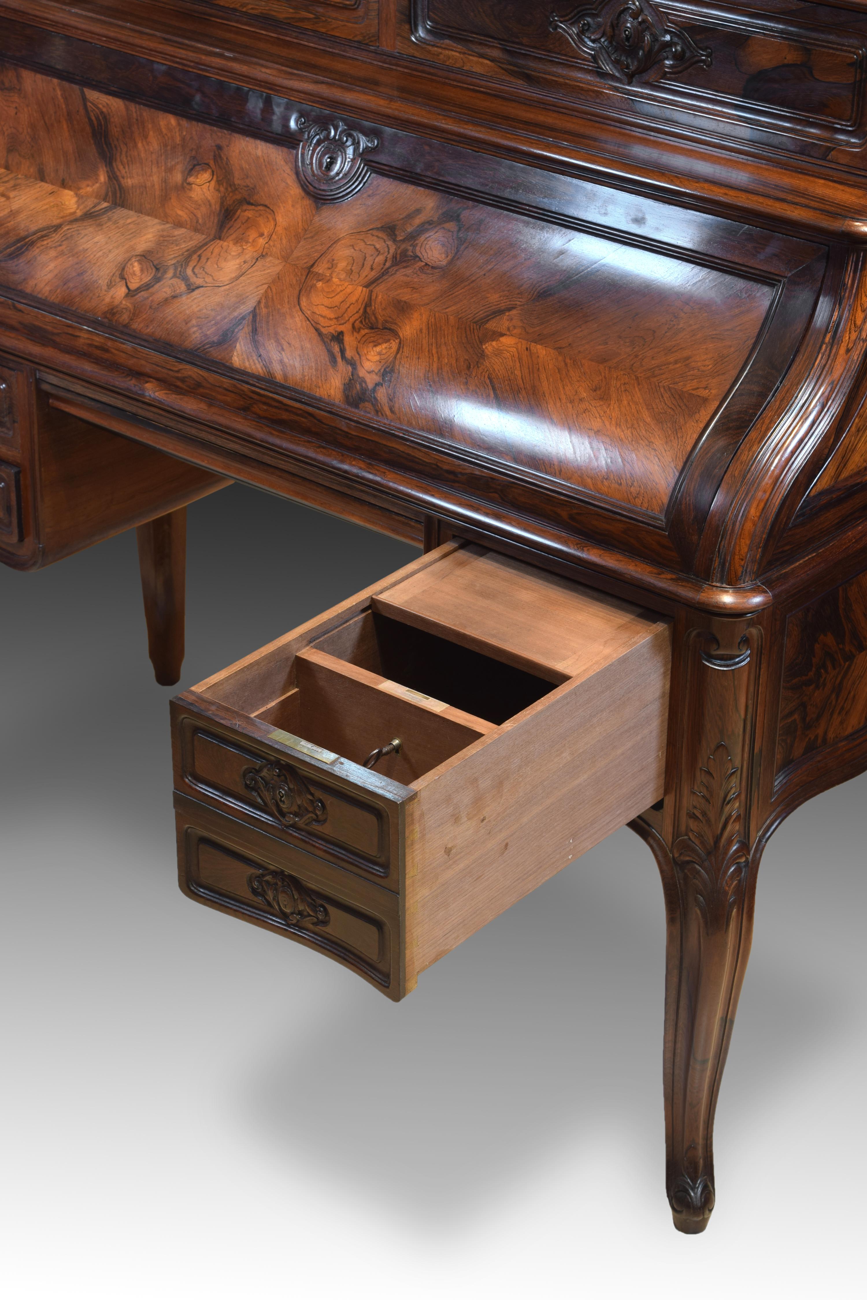Bureau or Desk, Rosewood, Wood, Metal, Jeanselme Fils Godin et Cie, 19th Century For Sale 8