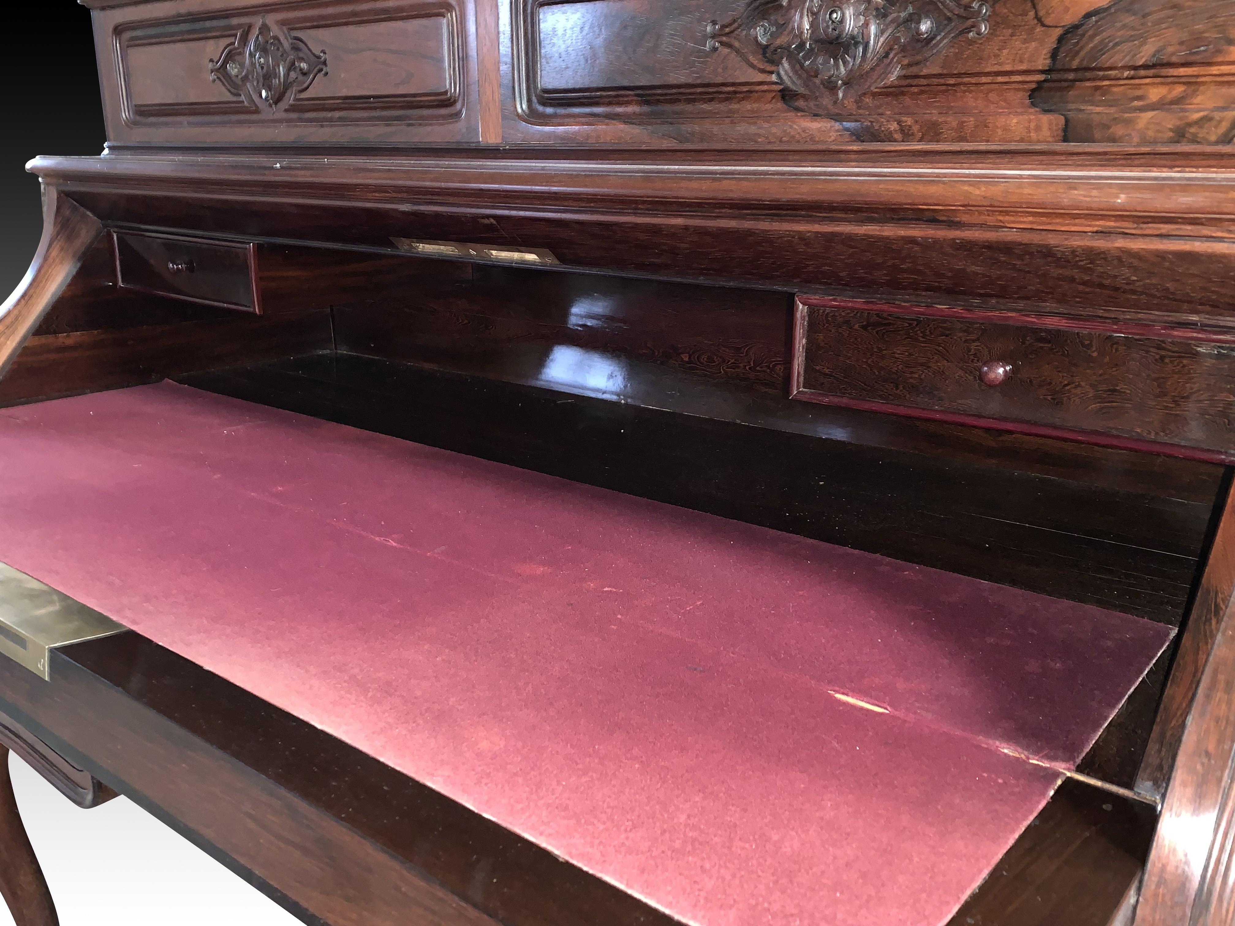 Bureau or Desk, Rosewood, Wood, Metal, Jeanselme Fils Godin et Cie, 19th Century In Good Condition For Sale In Madrid, ES
