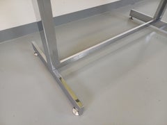 Bureau ou table à manger vintage en verre fumé et métal chromé des années 70