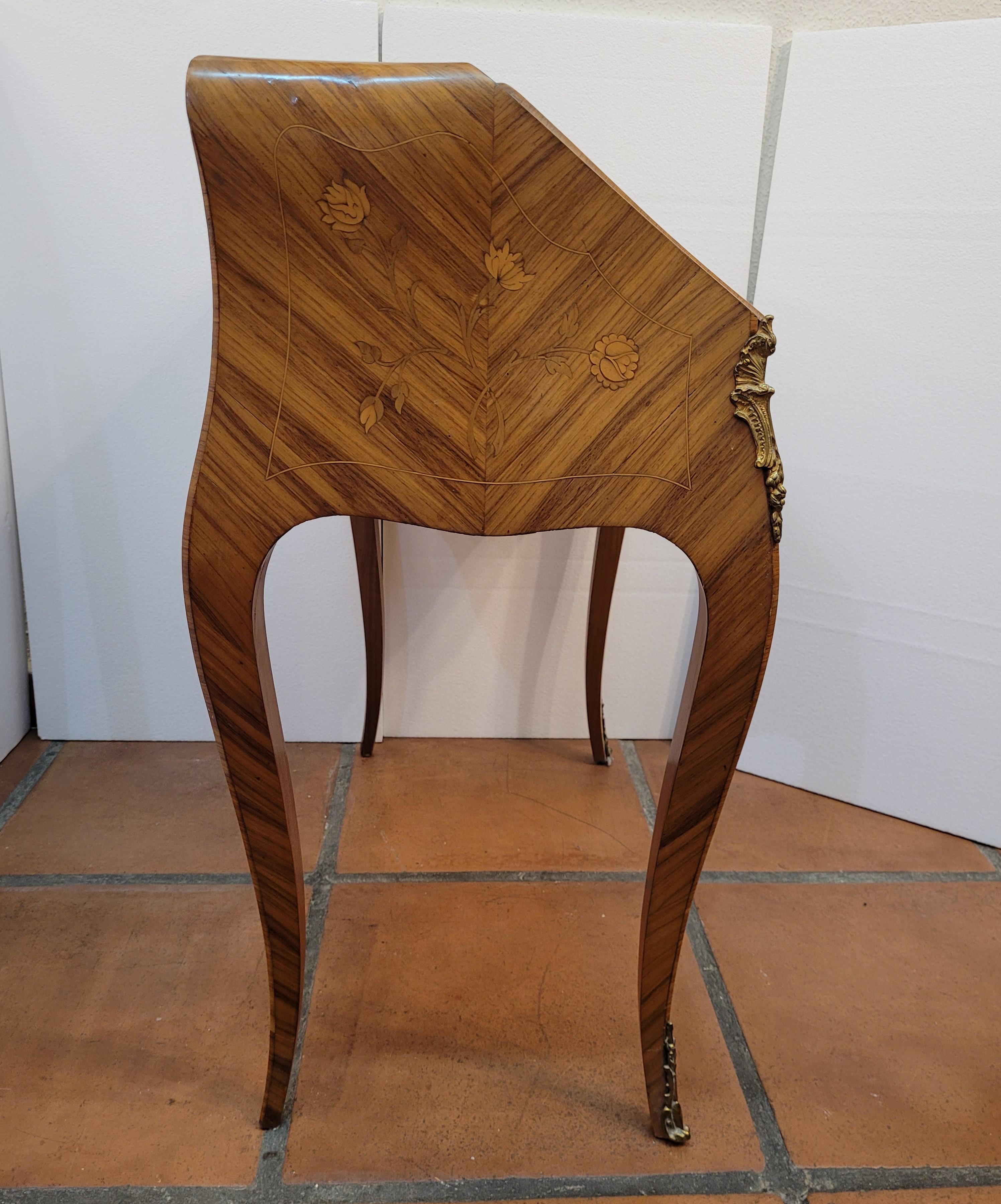 Bureau secretaire à pente / d'âne French, Napoleon III Floral marquetry 11