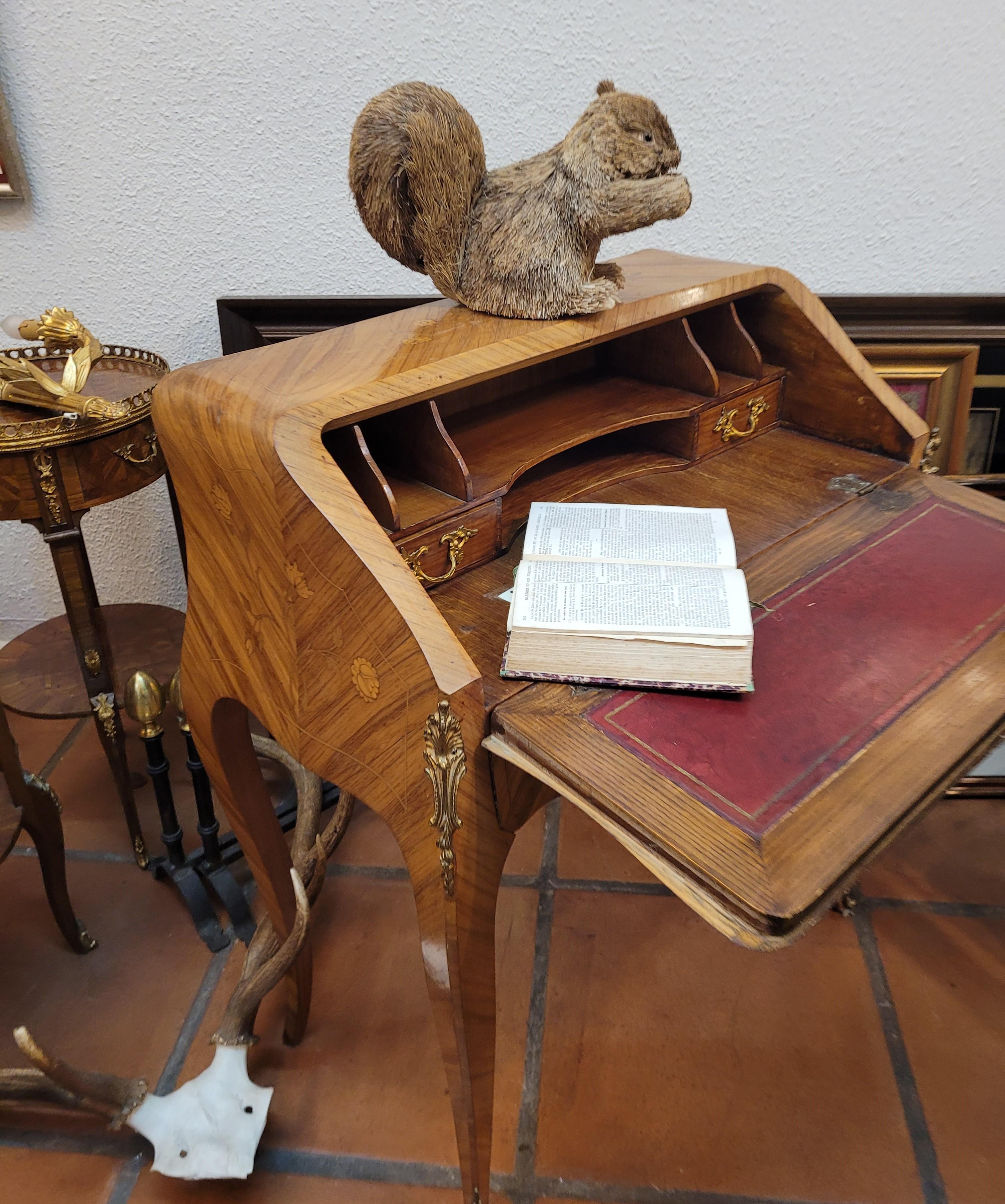 Bureau secretaire à pente / d'âne French, Napoleon III Floral marquetry 14