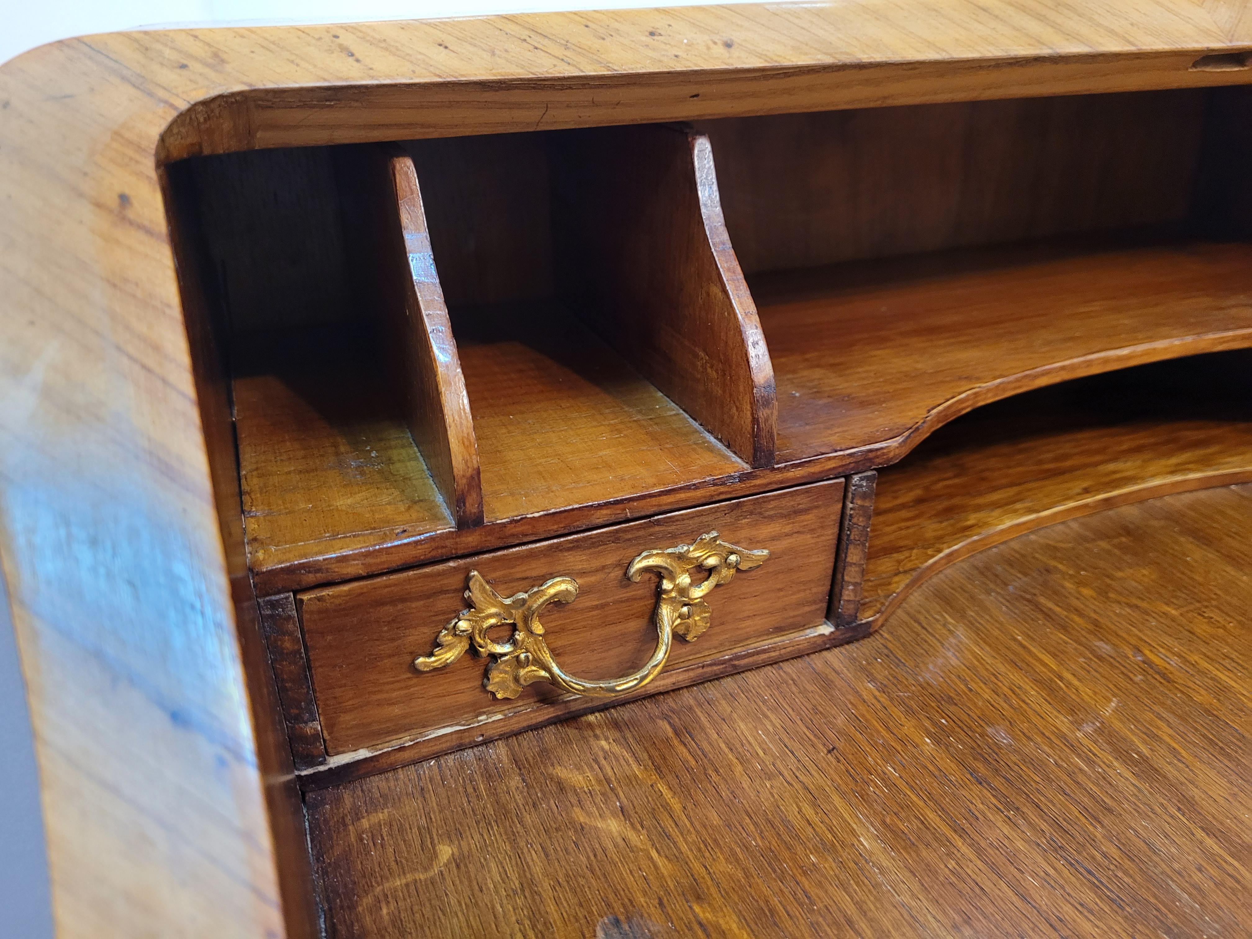 Bureau secretaire à pente / d'âne French, Napoleon III Floral marquetry 1