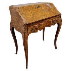 Bureau secretaire à pente / d'âne French, Napoleon III Floral marquetry