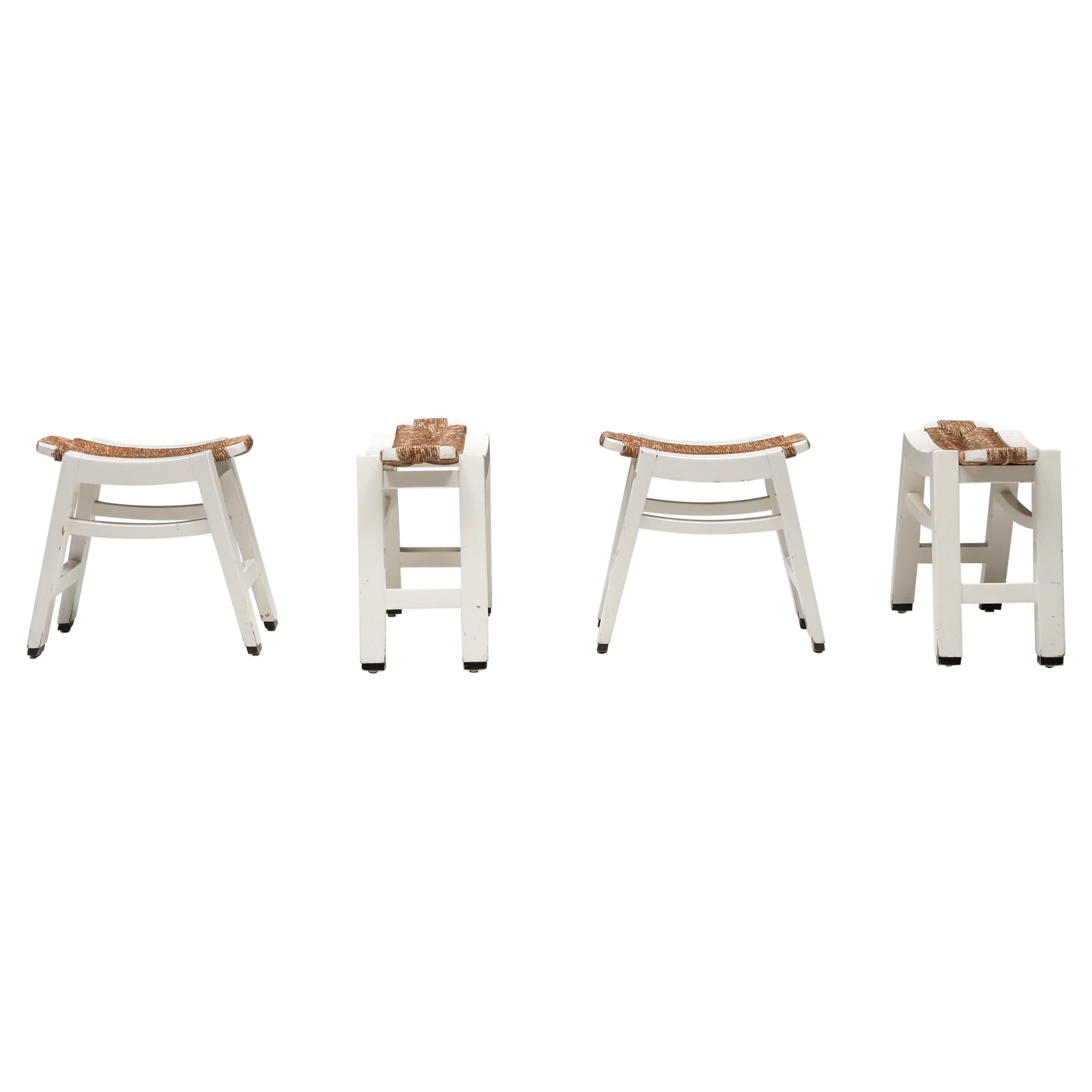 Bureau Stools in Woven Rush, Netherlands, 1950s