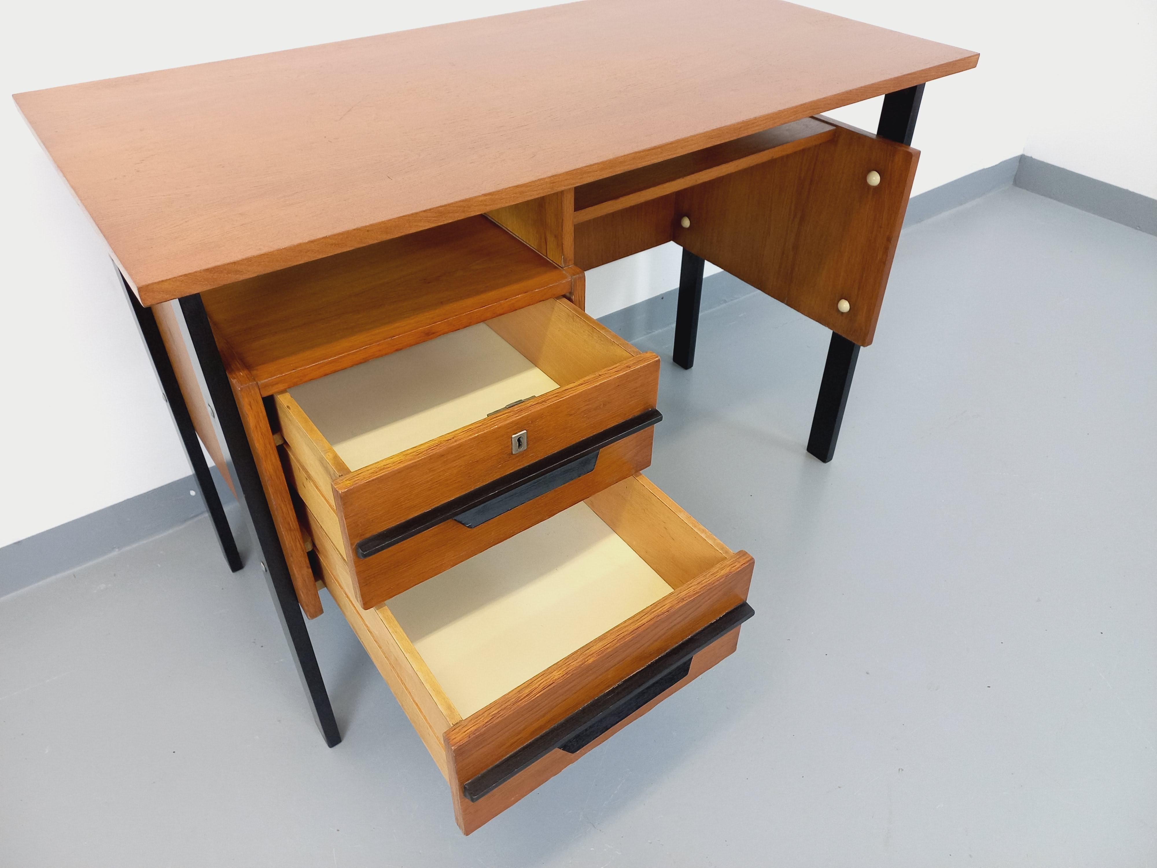 Francese Ufficio vintage in legno e legno noir degli anni '60