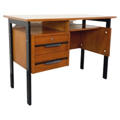 Bureau vintage en chêne et bois noir des années 60