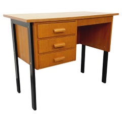 Bureau vintage en chêne et bois noir des années 60