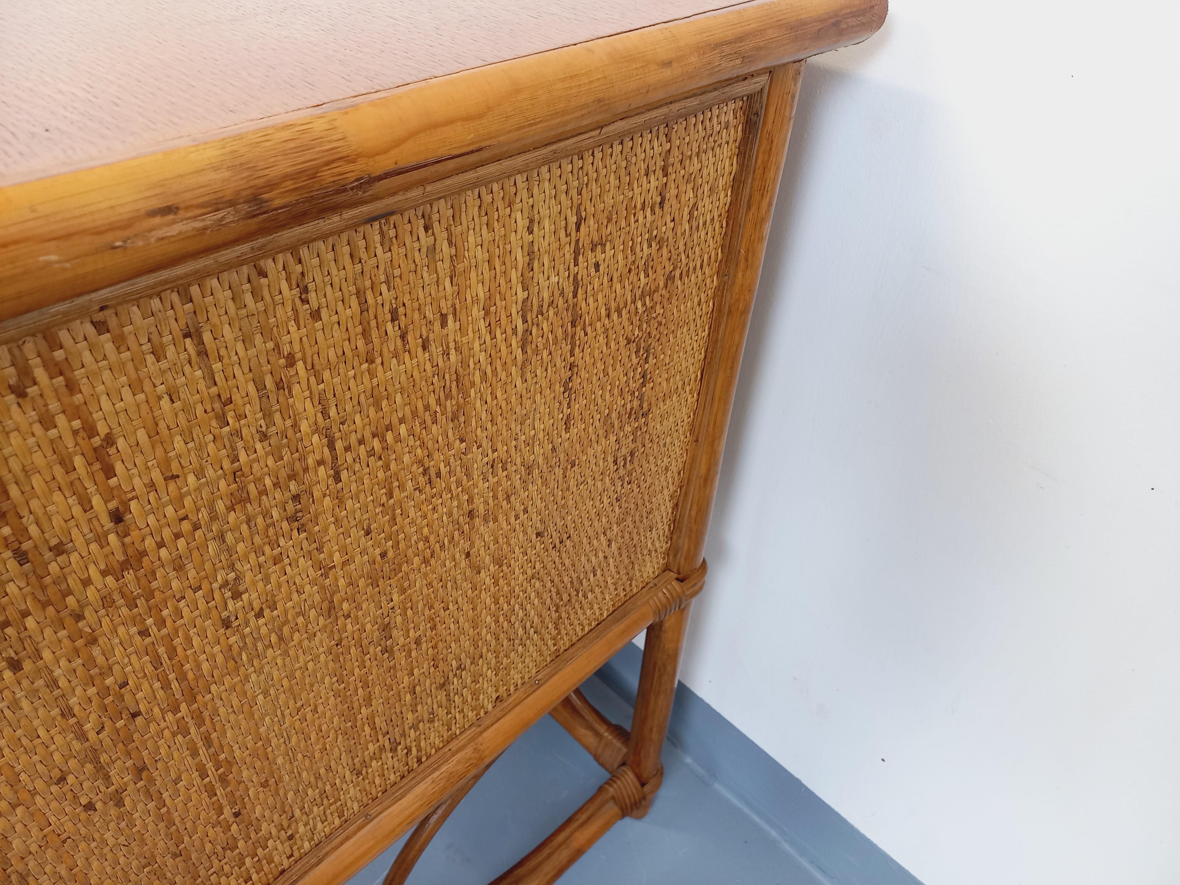 Ufficio vintage in rotin, rotin tressé e bois stile Maugrion per Roche Bobois in vendita 8