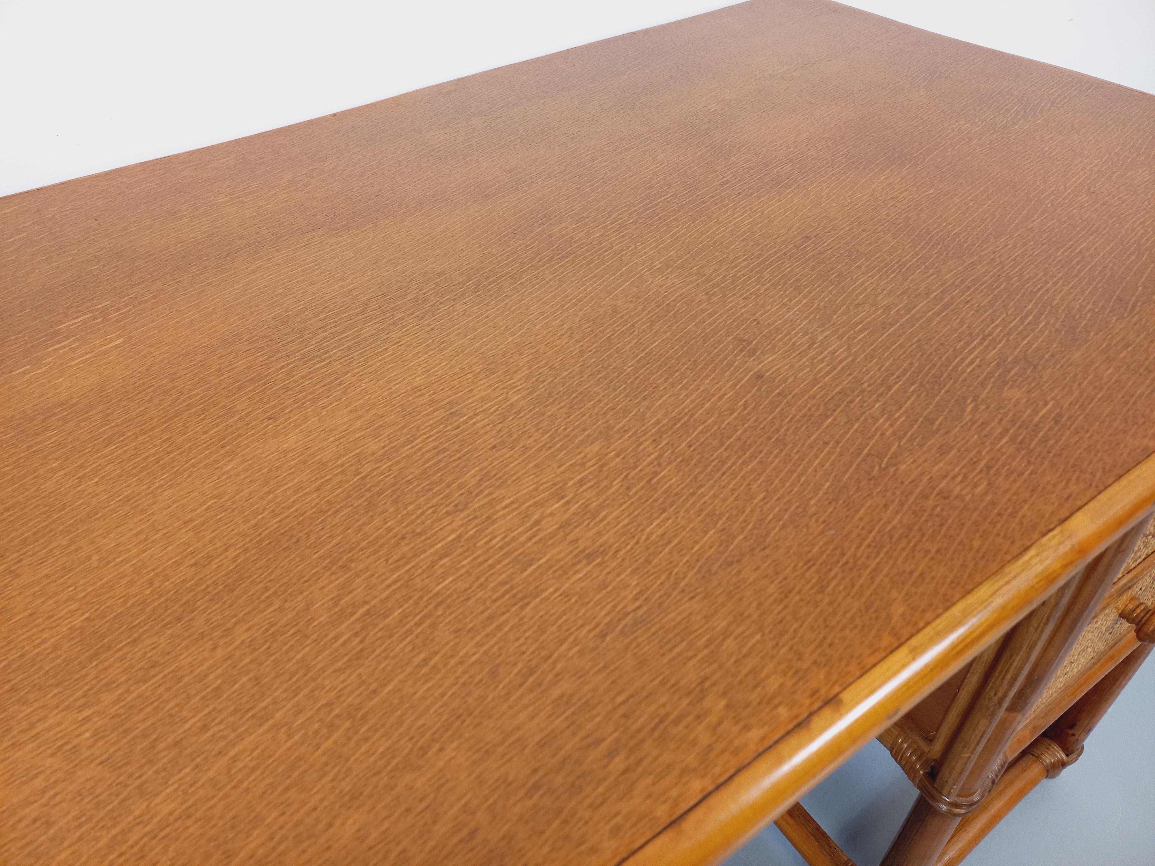Ufficio vintage in rotin, rotin tressé e bois stile Maugrion per Roche Bobois in vendita 9