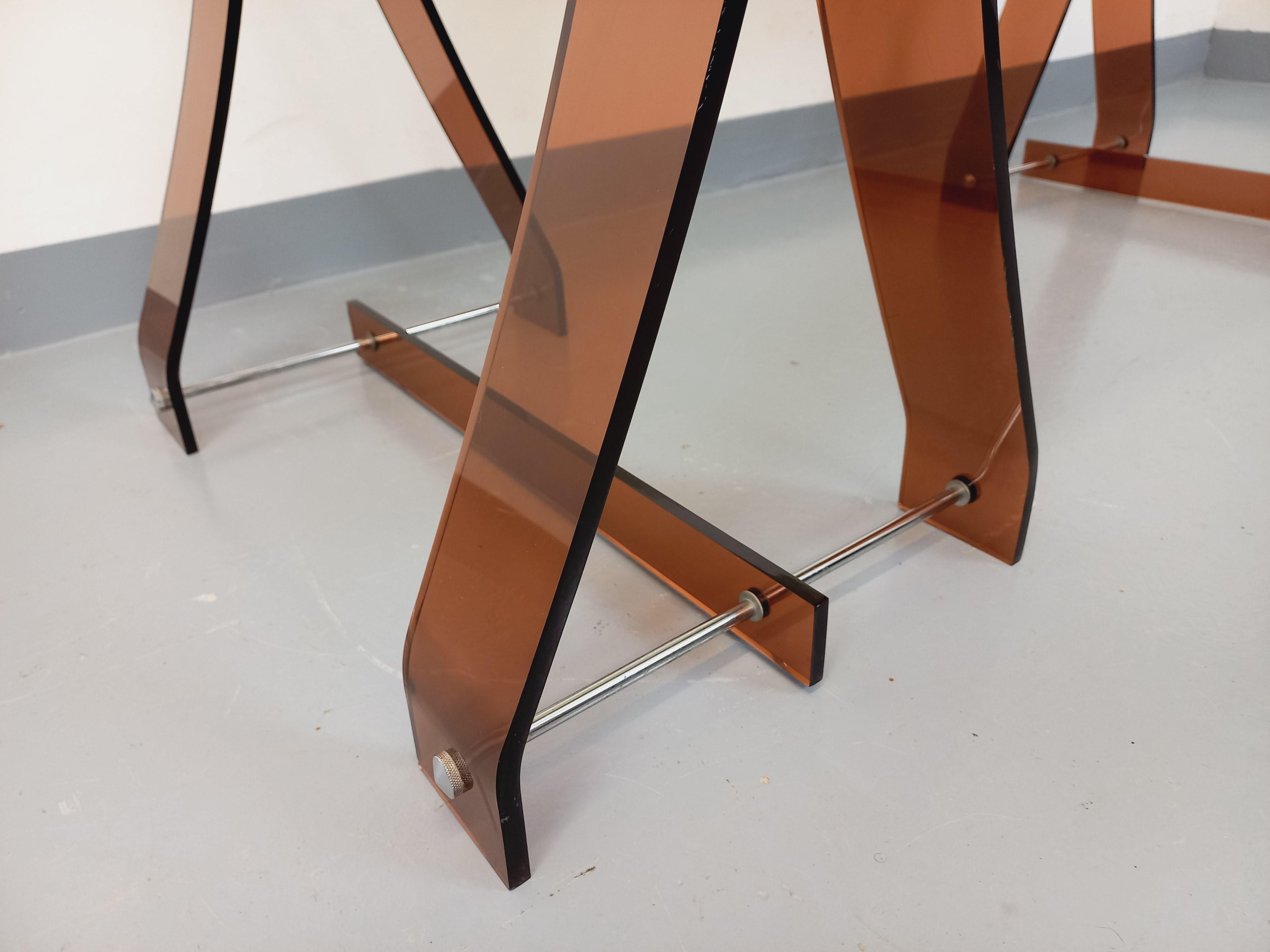 Ufficio vintage Marcello Gacita e Pierre Tiberi per Rodet in verre fumé, plexiglas in vendita 3